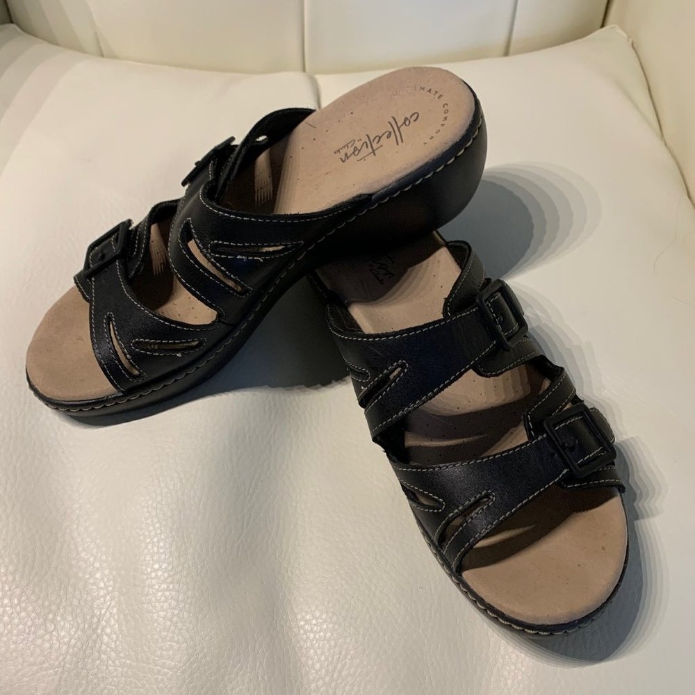 Clarks Collection Sandal,7M, Like new, Black, Velcro adjustment, So comfort sole